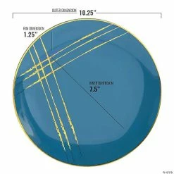 Wholesale ✨ 10.25" Blue with Gold Brushstroke Round Disposable Plastic Dinner Plates (40 Plates) 💯 -Party Tableware Shop 10 25 blue with gold brushstroke round disposable plastic dinner plates 40 plates14274497 a02