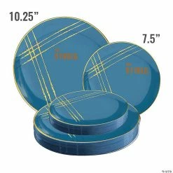 Wholesale ✨ 10.25" Blue with Gold Brushstroke Round Disposable Plastic Dinner Plates (40 Plates) 💯 -Party Tableware Shop 10 25 blue with gold brushstroke round disposable plastic dinner plates 40 plates14274497 a05