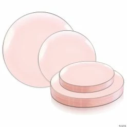 Coupon 💯 10.25" Pink with Silver Rim Organic Round Disposable Plastic Dinner Plates (40 Plates) ⌛ -Party Tableware Shop 10 25 pink with silver rim organic round disposable plastic dinner plates 40 plates14274308 a03