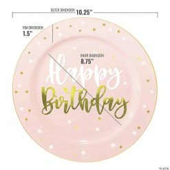 Coupon 👏 10.25" Pink with White and Gold 🥳 Birthday Round Disposable Plastic Dinner Plates (40 Plates) 🛒 -Party Tableware Shop 10 25 pink with white and gold birthday round disposable plastic dinner plates 40 plates14274107 a02