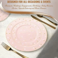 Coupon 👏 10.25" Pink with White and Gold 🥳 Birthday Round Disposable Plastic Dinner Plates (40 Plates) 🛒 -Party Tableware Shop 10 25 pink with white and gold birthday round disposable plastic dinner plates 40 plates14274107 a05
