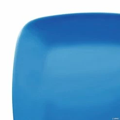 Buy 🎁 10" Blue Flat Rounded Square Disposable Plastic Dinner Plates (120 Plates) ⭐