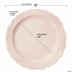 Promo 🎁 10" Pink Vintage Round Disposable Plastic Dinner Plates (50 Plates) 🔥 -Party Tableware Shop 10 pink vintage round disposable plastic dinner plates 50 plates14274894 a02