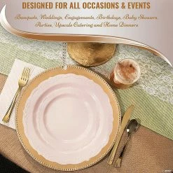 Promo 🎁 10" Pink Vintage Round Disposable Plastic Dinner Plates (50 Plates) 🔥 -Party Tableware Shop 10 pink vintage round disposable plastic dinner plates 50 plates14274894 a05