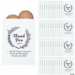 Hot Sale 🧨 5 3/4" x 7 3/4" Bulk Personalized Thank You Laurel Leaf Paper Treat Bags - 50 Pc. ⭐