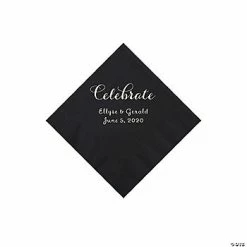 Deals 🎁 Black Celebrate Personalized Napkins with Silver Foil - Beverage 😉