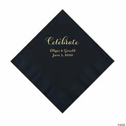 Best deal 😉 Black Celebrate Personalized Napkins with Gold Foil - Luncheon 💯