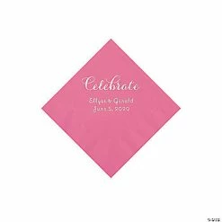 Promo ✔️ Candy Pink Celebrate Personalized Napkins with Silver Foil - Beverage 🔥