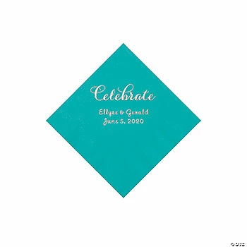 Brand new ✔️ Teal Lagoon Celebrate Personalized Napkins with Silver Foil - Beverage ❤️ 1 Brand new ✔️ Teal Lagoon Celebrate Personalized Napkins with Silver Foil - Beverage ❤️