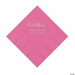 Best deal 🔥 Candy Pink Celebrate Personalized Napkins with Silver Foil - Luncheon 👍