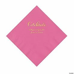 Brand new 👏 Candy Pink Celebrate Personalized Napkins with Gold Foil - Luncheon 🔔