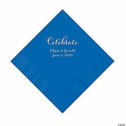 Top 10 ✔️ Cobalt Blue Celebrate Personalized Napkins with Silver Foil - Luncheon 🧨