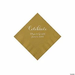 Cheapest 🥰 Gold Celebrate Personalized Napkins with Silver Foil - Beverage 🤩