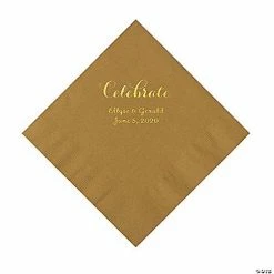Coupon 😀 Gold Celebrate Personalized Napkins with Gold Foil - Luncheon 🎉