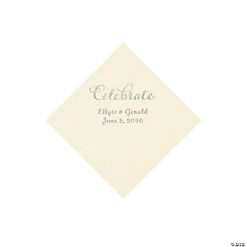 Wholesale 🎁 Ivory Celebrate Personalized Napkins with Silver Foil - Beverage ❤️