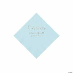 Flash Sale 👍 Light Blue Celebrate Personalized Napkins with Silver Foil - Beverage 🎉