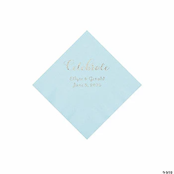 Flash Sale 👍 Light Blue Celebrate Personalized Napkins with Silver Foil - Beverage 🎉 1 Flash Sale 👍 Light Blue Celebrate Personalized Napkins with Silver Foil - Beverage 🎉