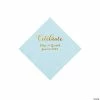 Promo 🛒 Light Blue Celebrate Personalized Napkins with Gold Foil - Beverage 🎁