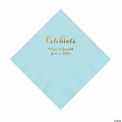 Top 10 🔔 Light Blue Celebrate Personalized Napkins with Gold Foil - Luncheon 🔔