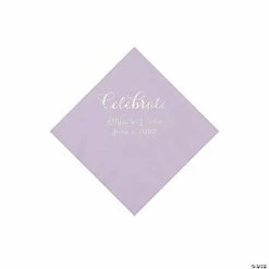 Wholesale ❤️ Lilac Celebrate Personalized Napkins with Silver Foil - Beverage 💯