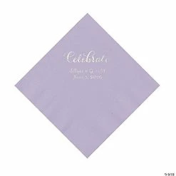 Coupon 👏 Lilac Celebrate Personalized Napkins with Silver Foil - Luncheon ❤️