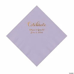 Deals ❤️ Lilac Celebrate Personalized Napkins with Gold Foil - Luncheon ⭐