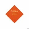 Discount 😉 Orange Celebrate Personalized Napkins with Gold Foil - Beverage 🧨