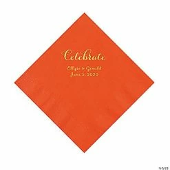 Brand new 👏 Orange Celebrate Personalized Napkins with Gold Foil - Luncheon ✨