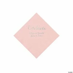 Budget 🎁 Pink Celebrate Personalized Napkins with Silver Foil - Beverage 🔔