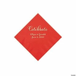 Deals ✨ Red Celebrate Personalized Napkins with Silver Foil - Beverage ✨