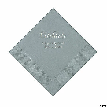 Hot Sale 💯 Silver Celebrate Personalized Napkins with Silver Foil - Luncheon 🌟 1 Hot Sale 💯 Silver Celebrate Personalized Napkins with Silver Foil - Luncheon 🌟