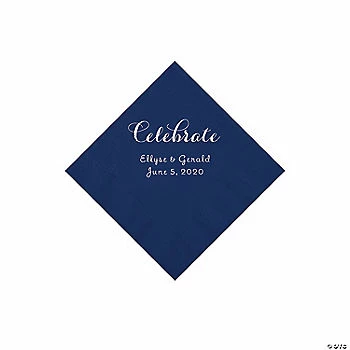Coupon 💯 Navy Celebrate Personalized Napkins with Silver Foil - Beverage 🔥 1 Coupon 💯 Navy Celebrate Personalized Napkins with Silver Foil - Beverage 🔥