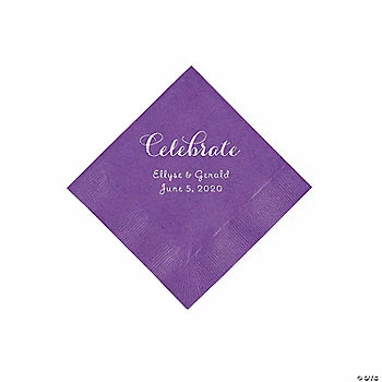 New 🎉 Amethyst Celebrate Personalized Napkins with Silver Foil - Beverage 🌟 1 New 🎉 Amethyst Celebrate Personalized Napkins with Silver Foil - Beverage 🌟