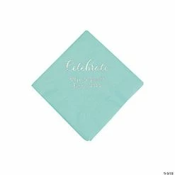 Deals 👏 Fresh Mint Celebrate Personalized Napkins with Silver Foil - Beverage 🤩