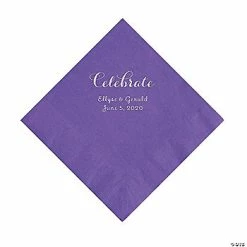 Cheap 🔔 Amethyst Celebrate Personalized Napkins with Silver Foil - Luncheon 👏