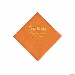 Best deal 😀 Pumpkin Spice Celebrate Personalized Napkins with Gold Foil - Beverage 🔥