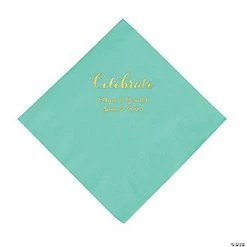 Flash Sale ⭐ Fresh Mint Celebrate Personalized Napkins with Gold Foil - Luncheon 🧨