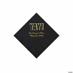 Best Pirce 🔥 Black Yay Personalized Napkins with Gold Foil - Beverage ✨