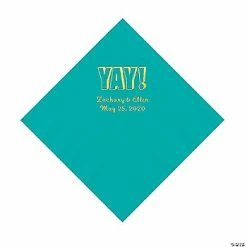 Buy 👏 Teal Lagoon Yay Personalized Napkins with Gold Foil - Luncheon 🤩