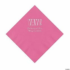 Hot Sale 🤩 Candy Pink Yay Personalized Napkins with Silver Foil - Luncheon 😍