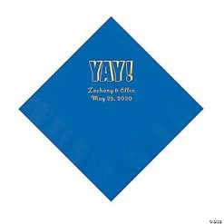 Wholesale 😉 Cobalt Blue Yay Personalized Napkins with Gold Foil - Luncheon 👏