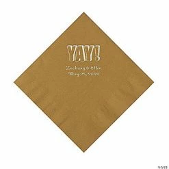 Best Pirce 🧨 Gold Yay Personalized Napkins with Silver Foil - Luncheon 🌟