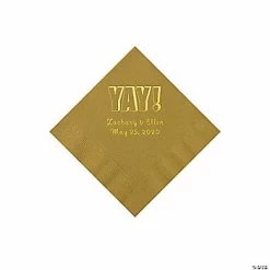 Discount 🥰 Gold Yay Personalized Napkins with Gold Foil - Beverage 🤩