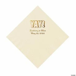 Discount 🔥 Ivory Yay Personalized Napkins with Gold Foil - Luncheon 😍