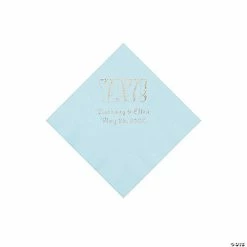 Discount 🧨 Light Blue Yay Personalized Napkins with Silver Foil - Beverage 😀