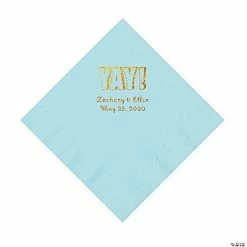 Wholesale 🔔 Light Blue Yay Personalized Napkins with Gold Foil - Luncheon 🤩