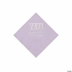 Wholesale ✔️ Lilac Yay Personalized Napkins with Silver Foil - Beverage 🤩