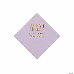 Flash Sale 🛒 Lilac Yay Personalized Napkins with Gold Foil - Beverage 🥰