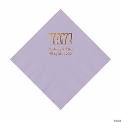 Budget ⌛ Lilac Yay Personalized Napkins with Gold Foil - Luncheon ⭐