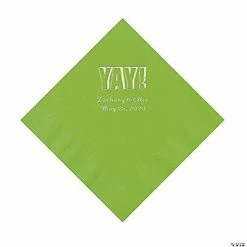 Buy 😍 Lime Green Yay Personalized Napkins with Silver Foil - Luncheon 🎁